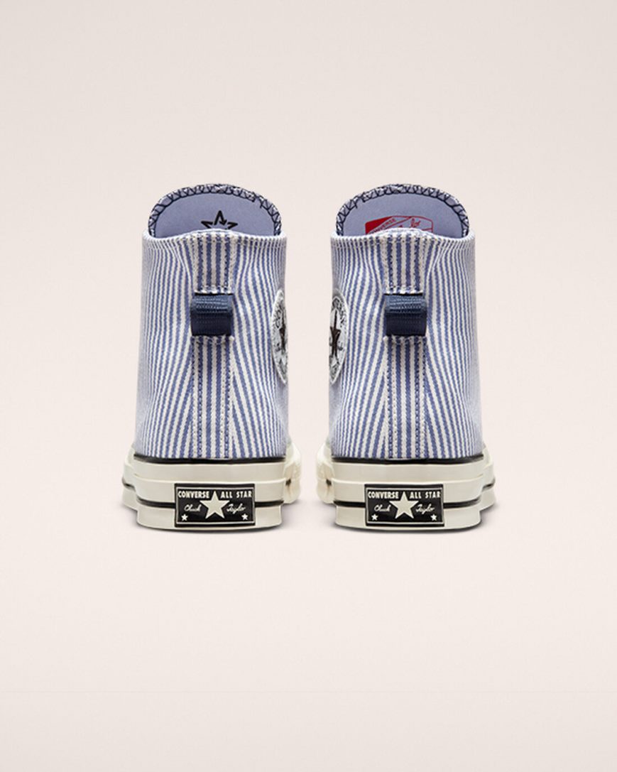 Tenisi Inalti Barbati Converse Chuck 70 Crafted Stripe Albastru Deschis Indigo Negrii | RO IQTWJ487